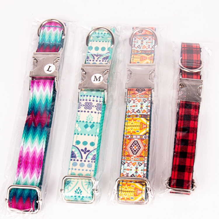 OKEYPETS Dual Purpose Design Comfortable Adjustable Personalized Double Layer Fabric Metal Buckle Luxury Dog Collar 15
