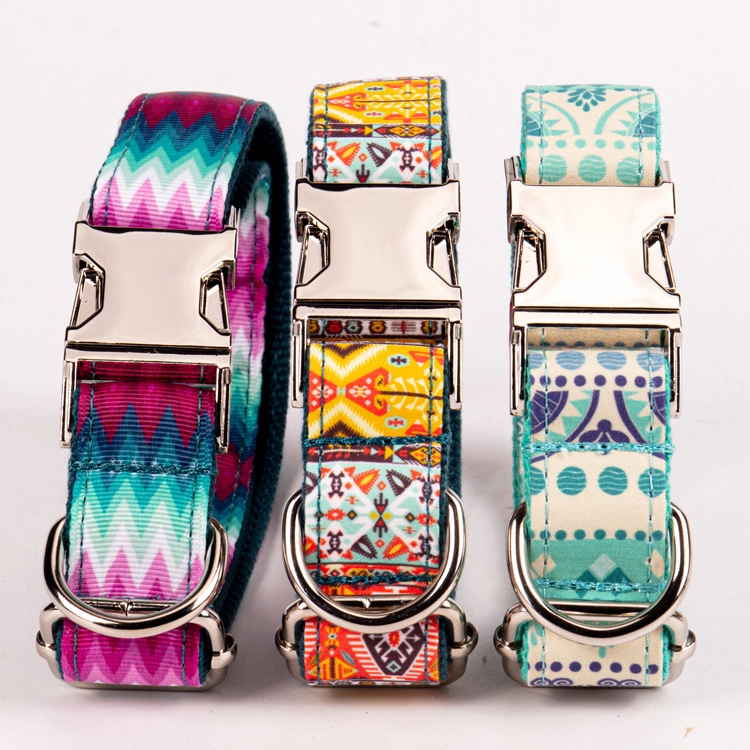 OKEYPETS Dual Purpose Design Comfortable Adjustable Personalized Double Layer Fabric Metal Buckle Luxury Dog Collar 14