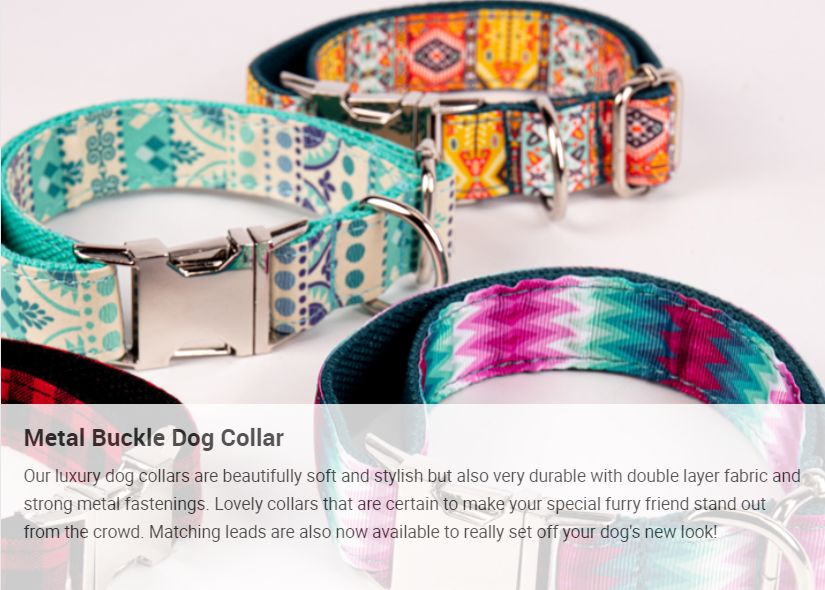 OKEYPETS Dual Purpose Design Comfortable Adjustable Personalized Double Layer Fabric Metal Buckle Luxury Dog Collar 8