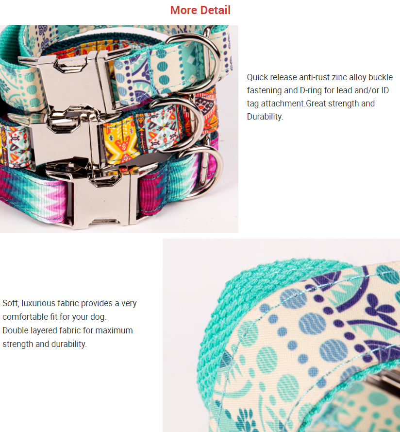 OKEYPETS Dual Purpose Design Comfortable Adjustable Personalized Double Layer Fabric Metal Buckle Luxury Dog Collar 19