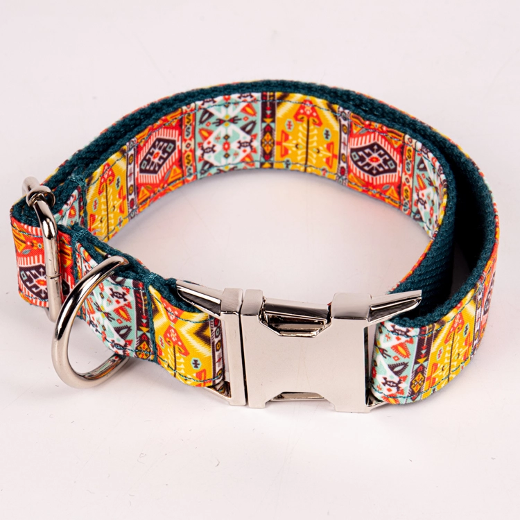 OKEYPETS Dual Purpose Design Comfortable Adjustable Personalized Double Layer Fabric Metal Buckle Luxury Dog Collar 17