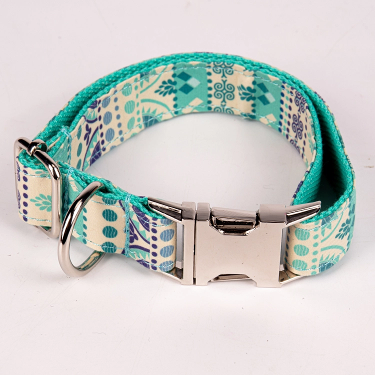 OKEYPETS Dual Purpose Design Comfortable Adjustable Personalized Double Layer Fabric Metal Buckle Luxury Dog Collar 18