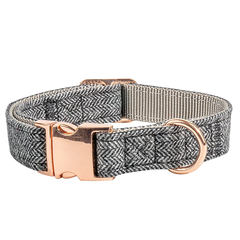 Coleira personalizada ajustável OKEYPETS em sarja, com costura dupla em nylon para animais de estimação. 11