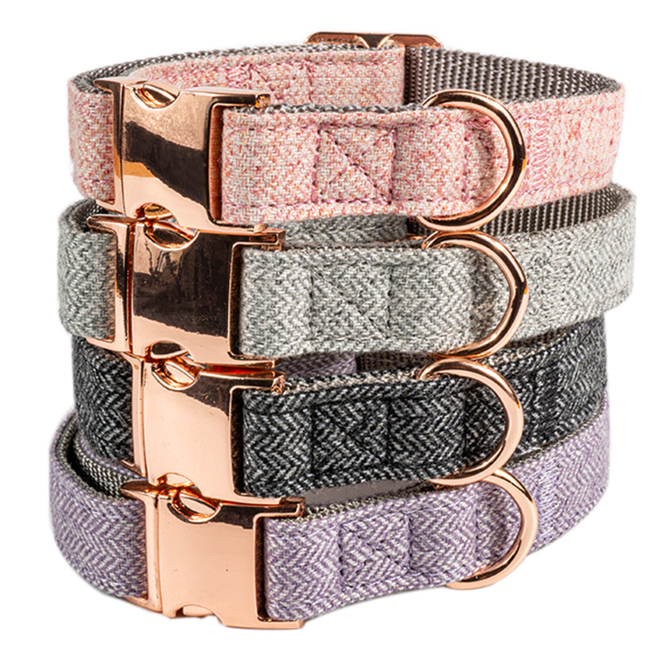 Coleira personalizada ajustável OKEYPETS em sarja, com costura dupla em nylon para animais de estimação. 8