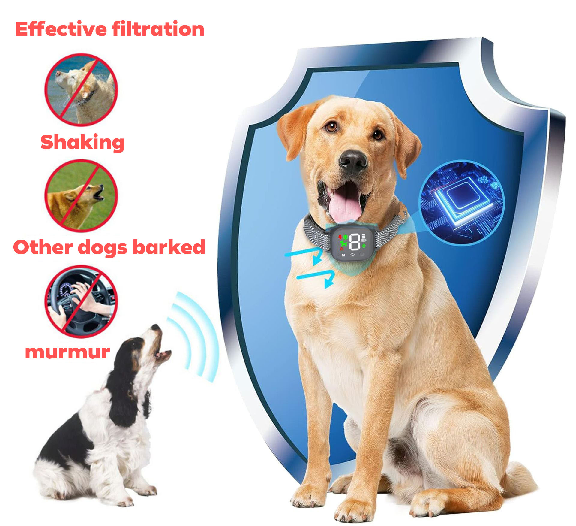 Collier anti-aboiement imperméable pour chien, nouveau modèle, coloris noir et blanc. 8