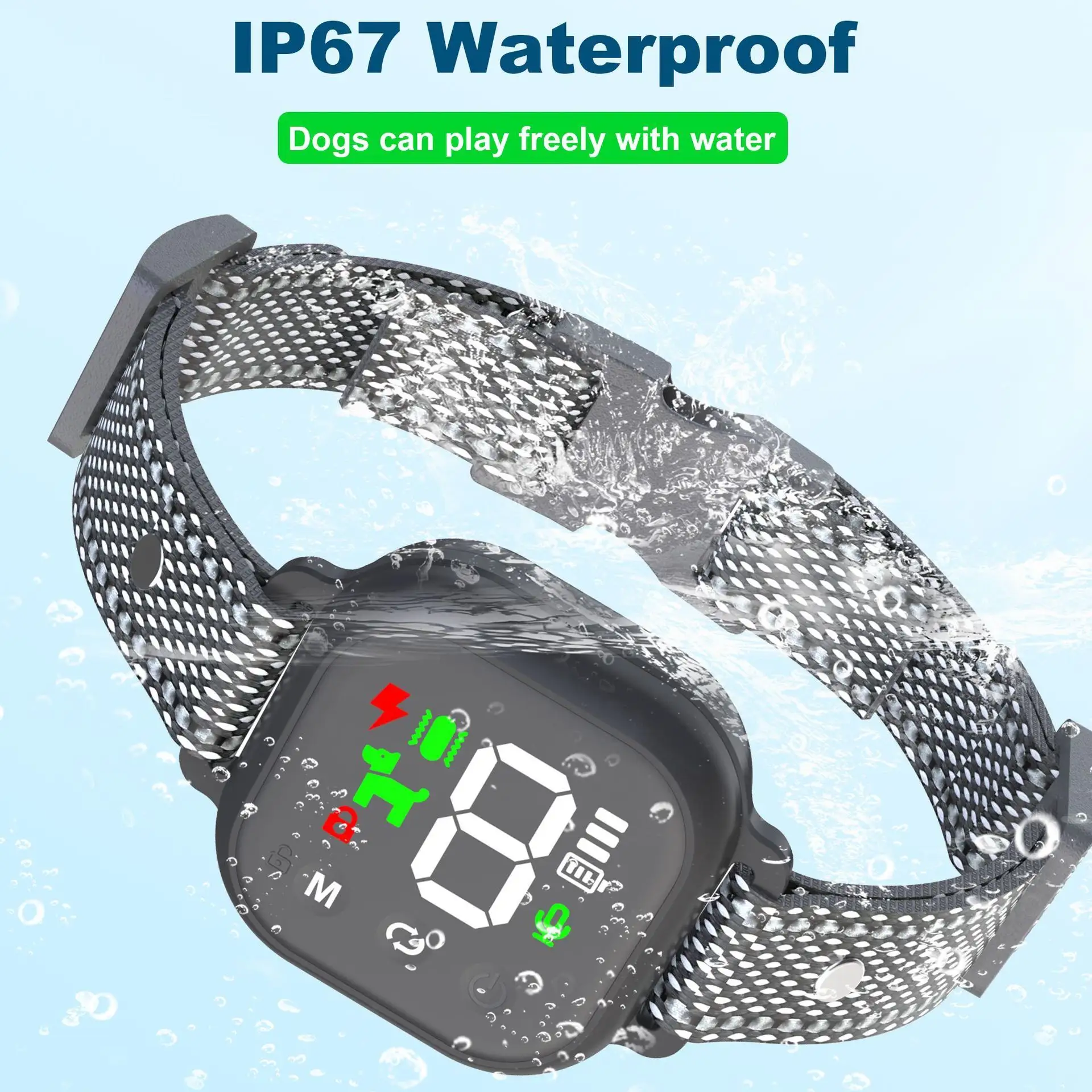 スマート吠え防止首輪（4つのモード付き、IP67防水） - ナイロン製犬用首輪 6