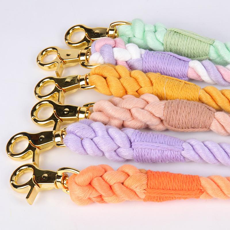 OKEYPETS Laisses pour chiens attrayantes, colorées et faites à la main en coton tressé résistant 7