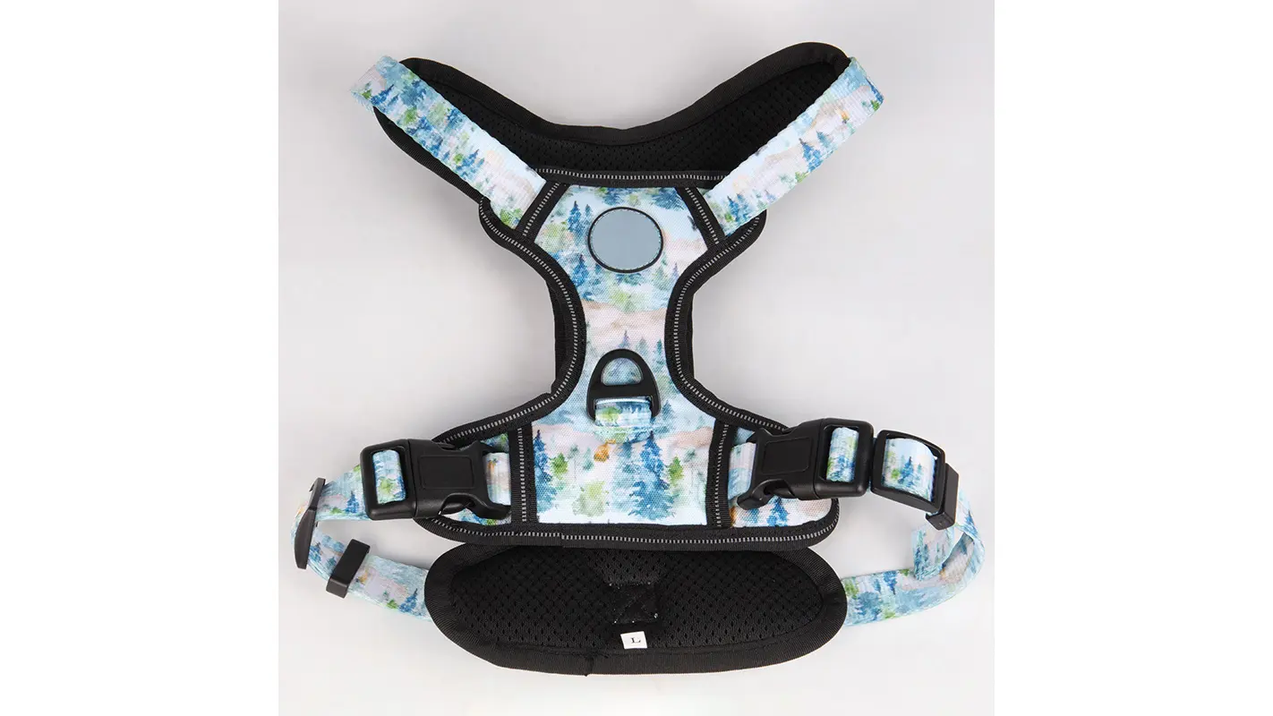 Postroj pro psy Oxford s potiskem stromů a reflexním páskem - nejlepší výcvikový postroj pro štěňata 3