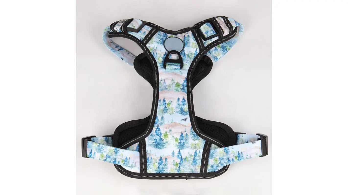 Postroj pro psy Oxford s potiskem stromů a reflexním páskem - nejlepší výcvikový postroj pro štěňata 4