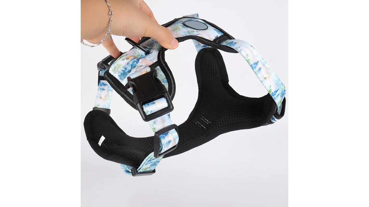 Postroj pro psy Oxford s potiskem stromů a reflexním páskem - nejlepší výcvikový postroj pro štěňata 5