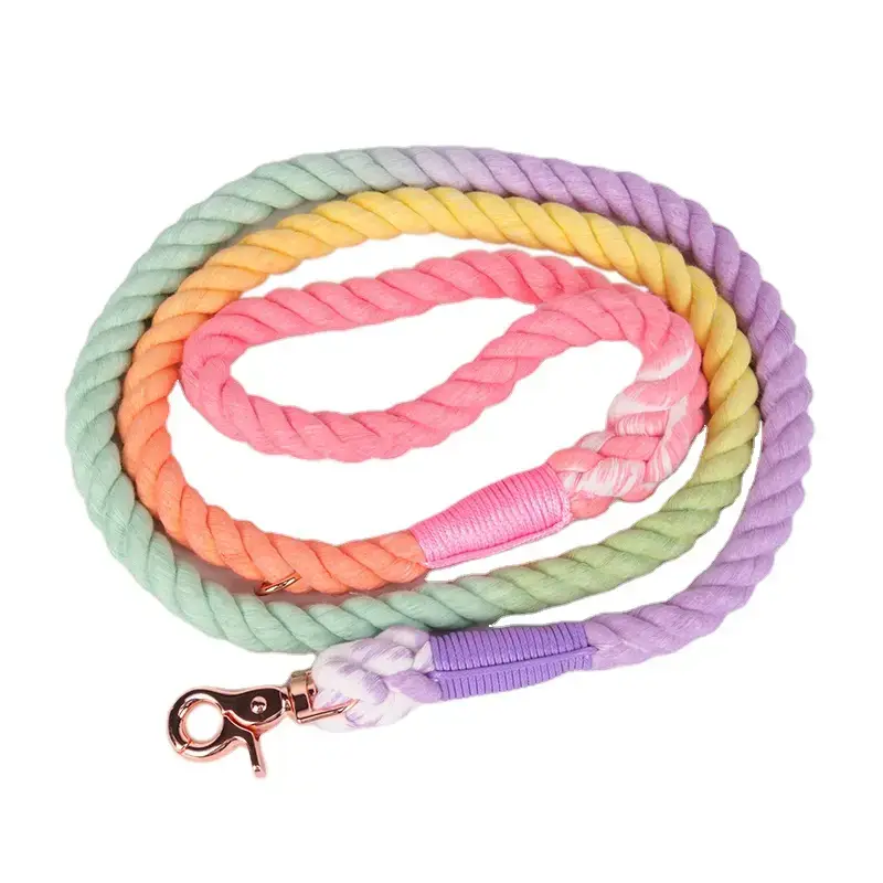 Natural Cotton Braided Rope Dog Leash 2