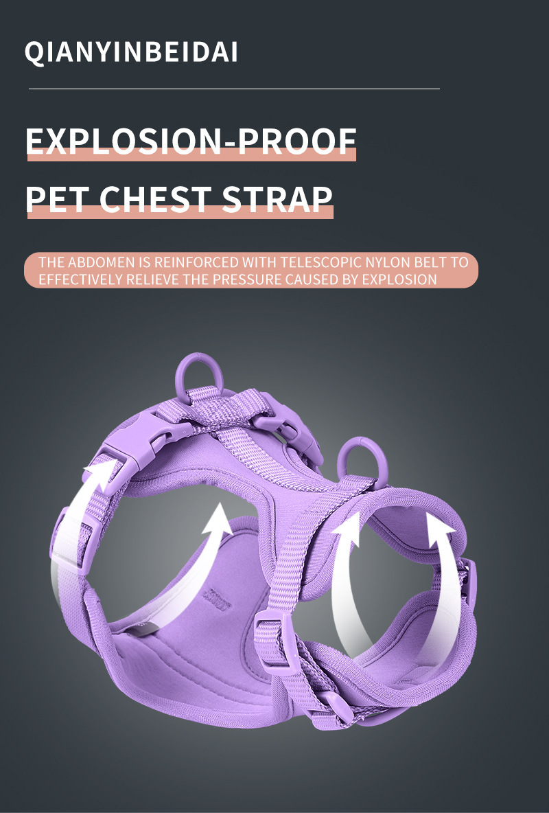 Harnais anti-traction pour chien, gilet, collier, laisse et porte-sacs à déjections canines, couleur unie, vente en gros. 23