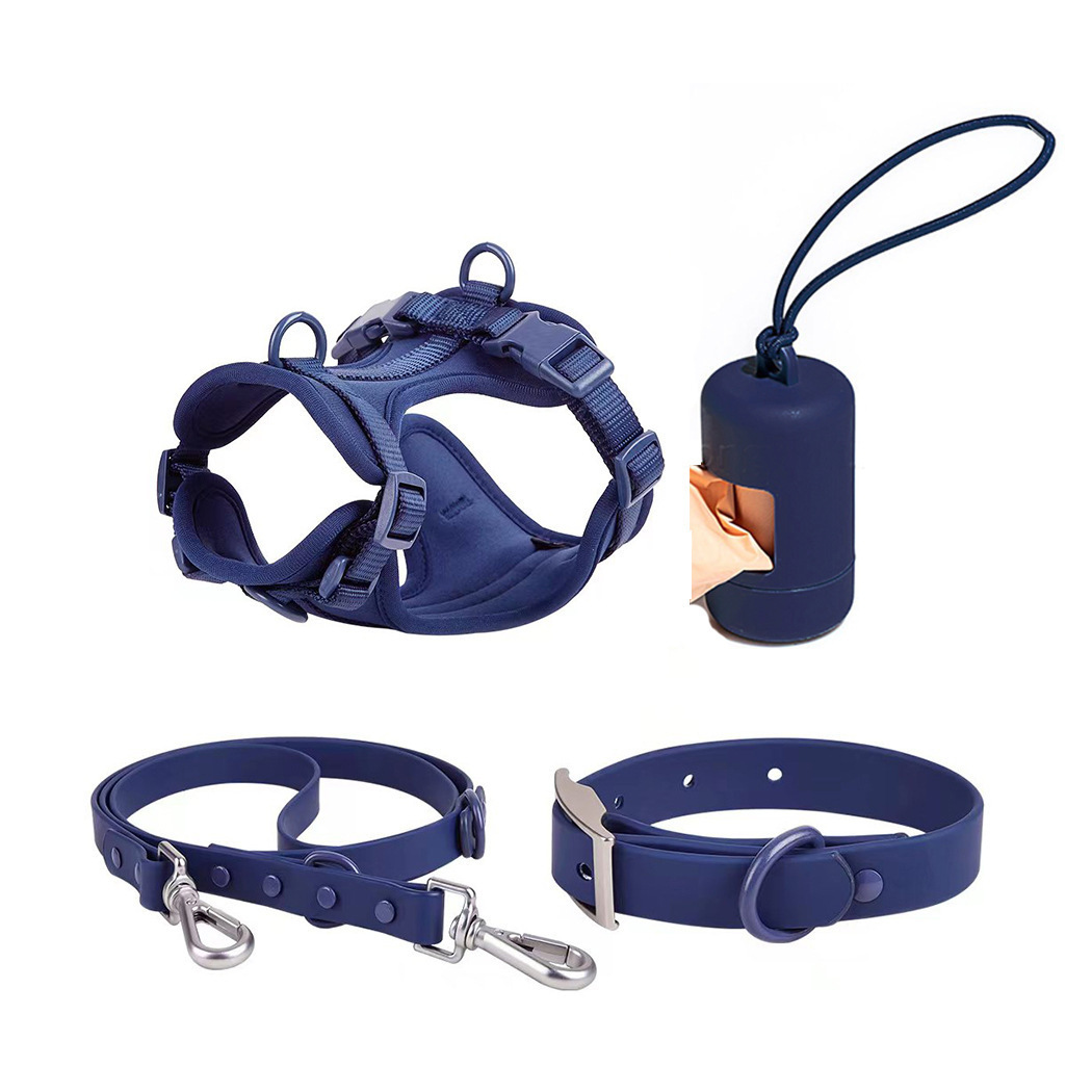 Harnais pour chien en maille colorée, collier et laisse respirants en PVC, porte-sacs à déjections canines, disponible en gros pour chiens de race moyenne à grande. 12