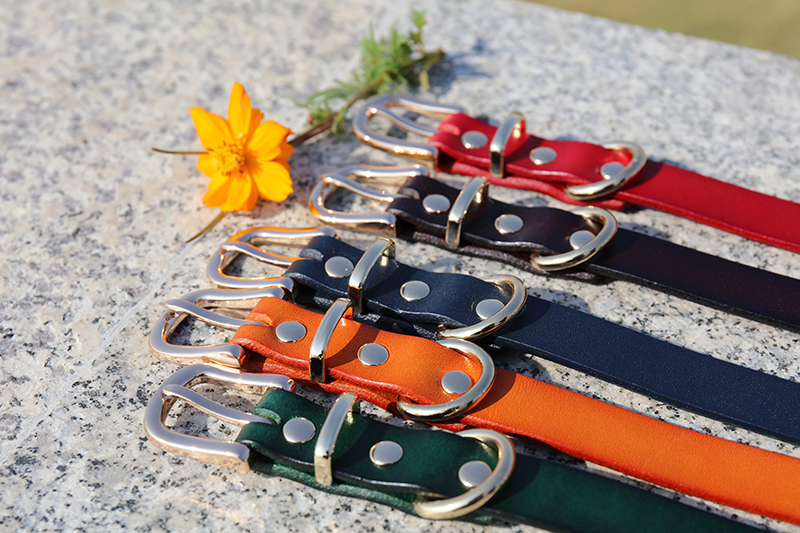 OKEYPETS - Colliers pour chiens en cuir imprimé OKEYPETS, couleur unie, véritables créations de designers, durables, réglables et confortables, grand collier en cuir de vachette. 11