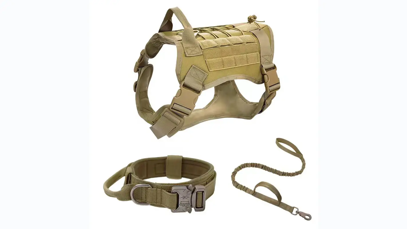 Lorica Canina Militaris pro Canibus Magnis et Mediis, Viridis Sine Tractione, Lorica Canina Tactica, Collaris, Set 1