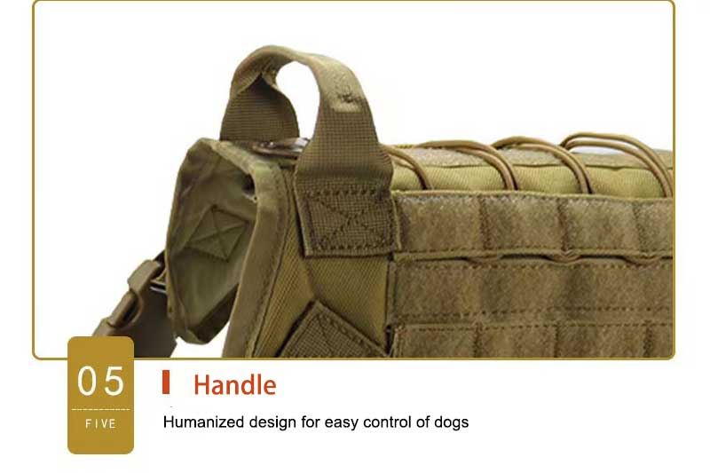 Harnais tactique pour grands chiens, réglable et robuste, anti-traction, avec poignée. 13