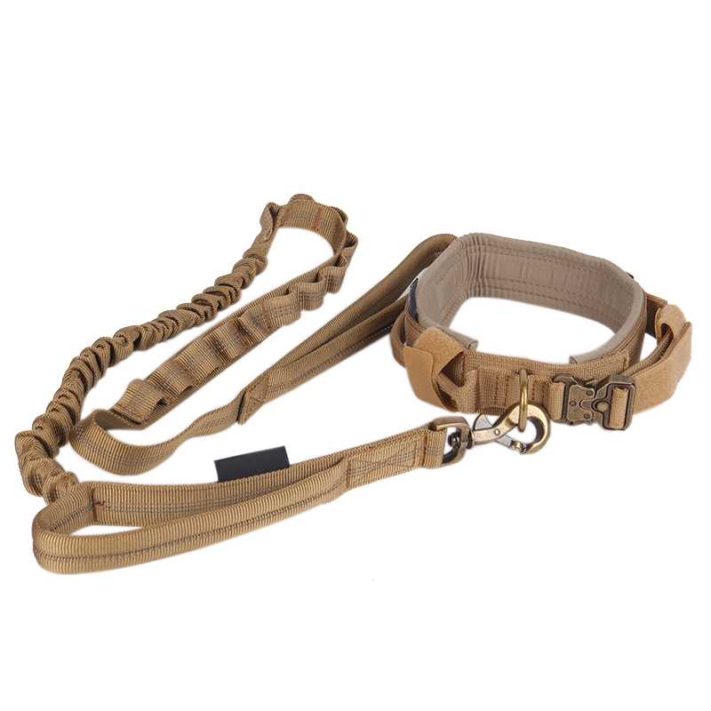 Okeypets Set de lesă și zgardă tactică pentru câini, zgardă reglabilă din nailon pentru antrenament militar și lesă elastică rezistentă 11