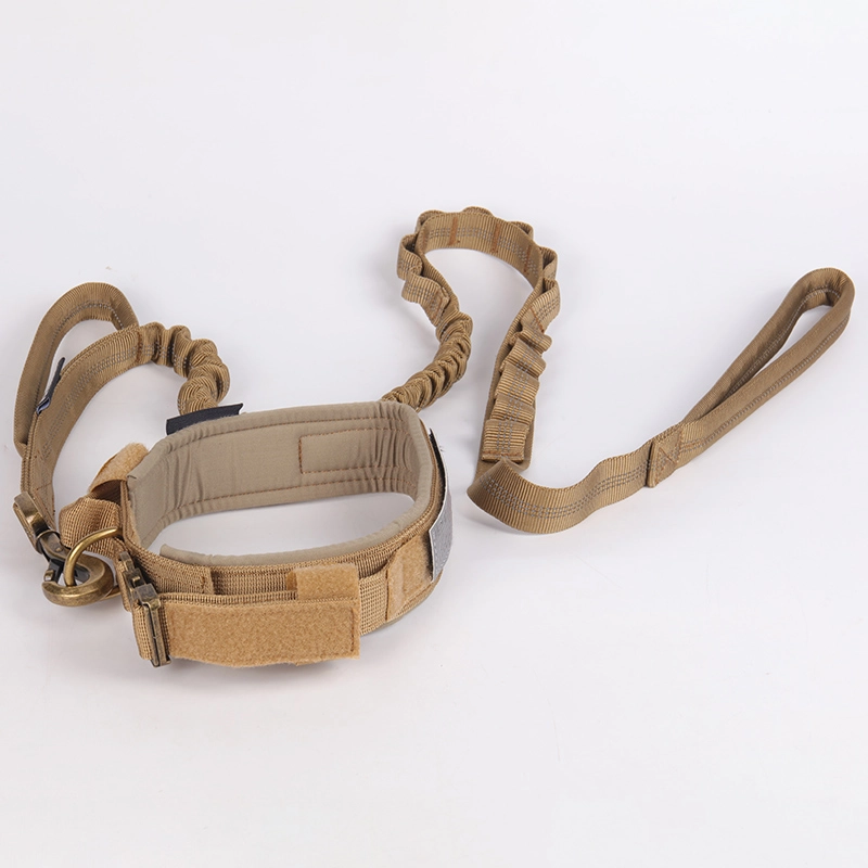 Okeypets Set de lesă și zgardă tactică pentru câini, zgardă reglabilă din nailon pentru antrenament militar și lesă elastică rezistentă 14