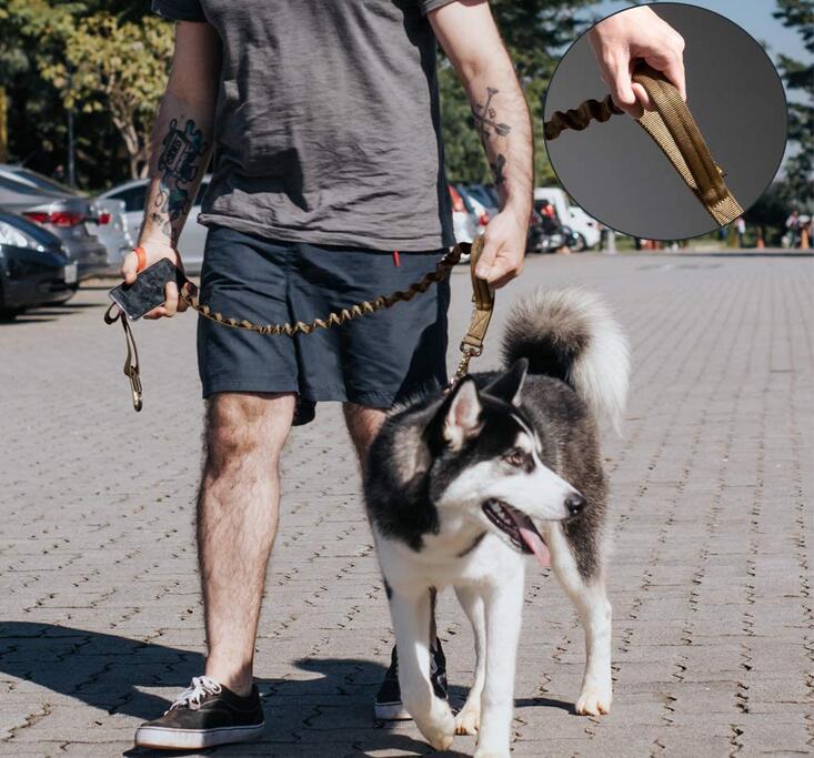 Okeypets Set de lesă și zgardă tactică pentru câini, zgardă reglabilă din nailon pentru antrenament militar și lesă elastică rezistentă 8