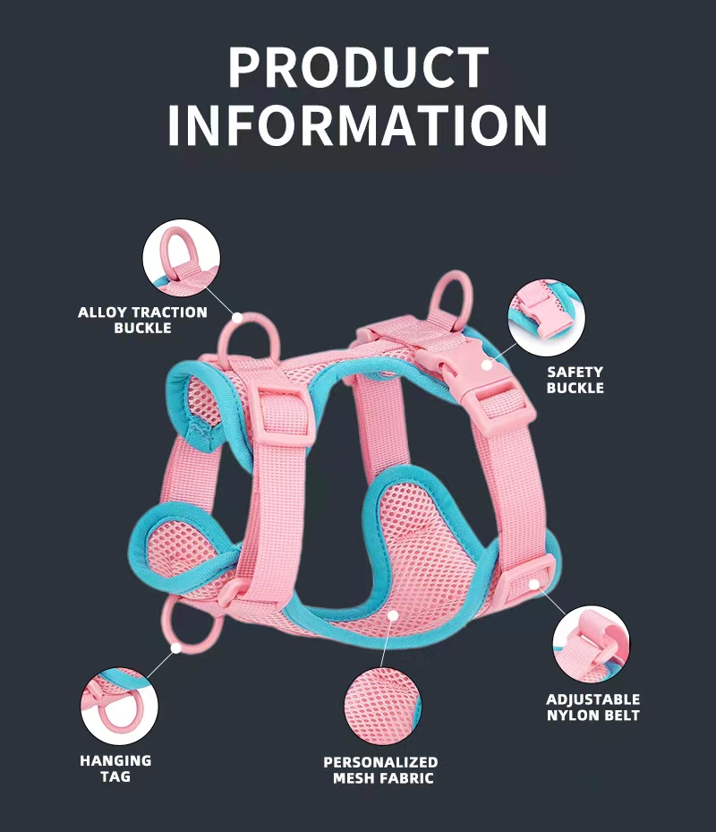 Harnais-gilet en maille pour chat et chien, coloré avec accessoires assortis. 20