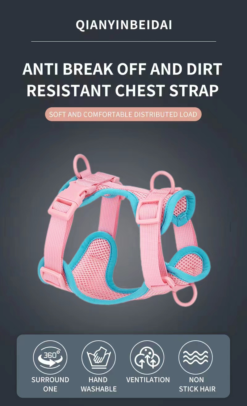 Harnais-gilet en maille pour chat et chien, coloré avec accessoires assortis. 17