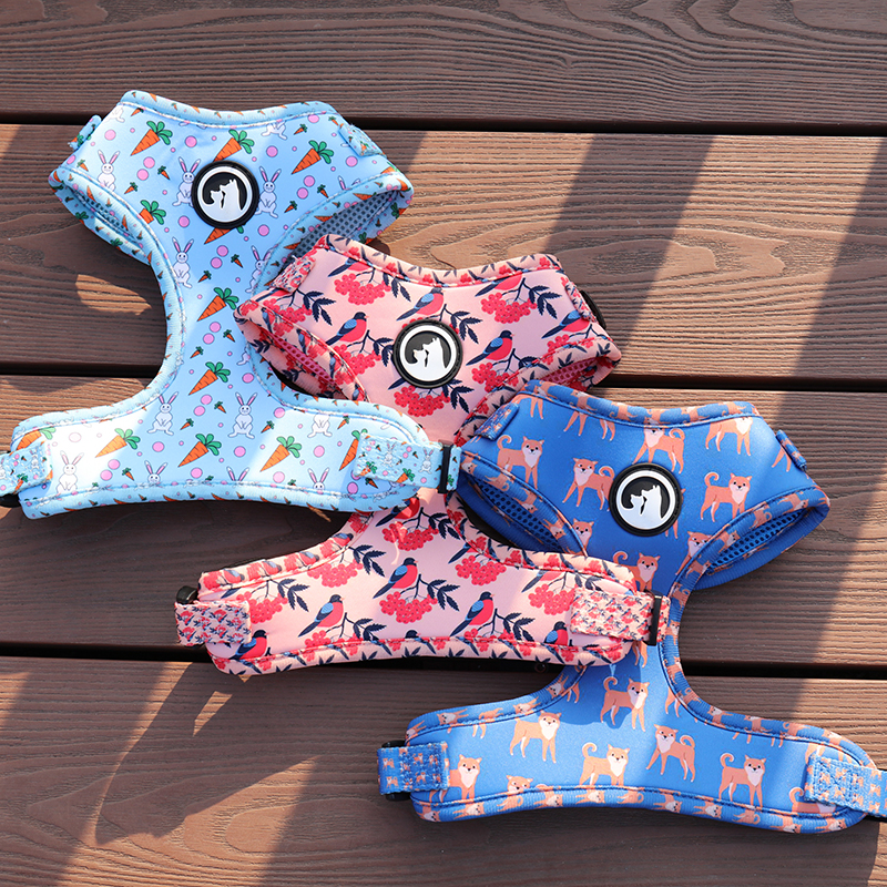 OKEYPETS - OKEYPETS Sublimeringssele til Hunde, Åndbart Netdesign, Justerbar Hundesele, Brugerdefineret Luksus Kæledyrsartikler, Neopren Hundesele 9