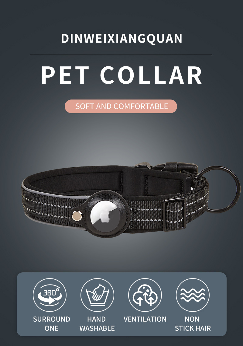 Ensemble collier et laisse pour chien Airtag en nylon coloré et réfléchissant, avec porte-étiquette Airtag. Vente en gros. 17