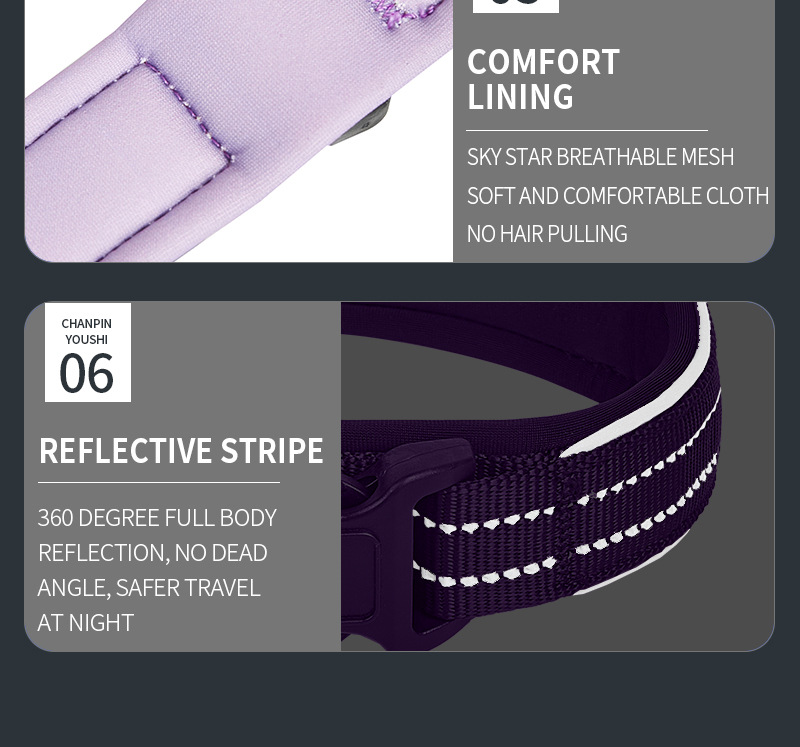 Collier pour chien en nylon réfléchissant et coloré noir, accessoires pour petits et moyens chiens. 22