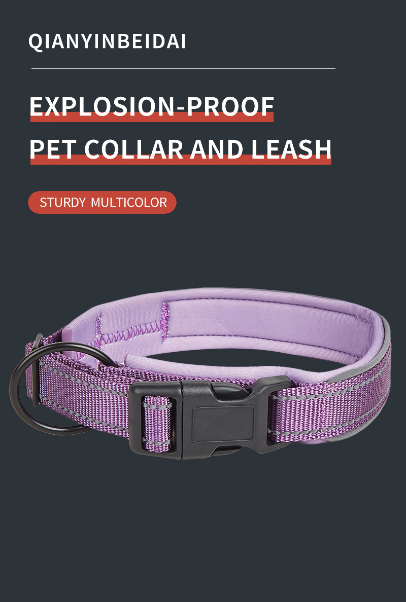 Collier pour chien en nylon réfléchissant et coloré noir, accessoires pour petits et moyens chiens. 16