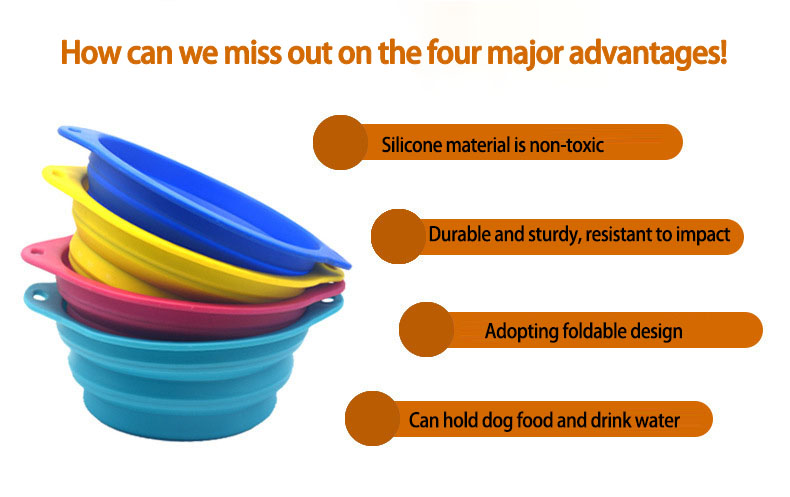 Gamelles pliables pour chiens en gros, en stock, colorées, pour toutes races de chiens, chats et chiots, en silicone sans danger. 13