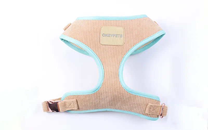 Reflective Plush Dog Harness Set with Safety Features - Denim Material 5