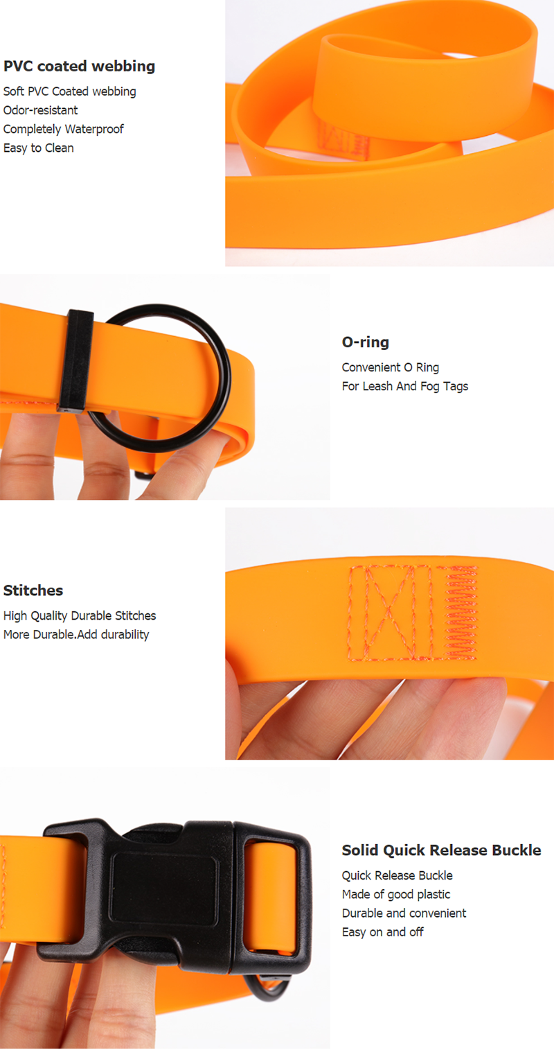 Collier pour chien OKEYPETS léger en PVC orange vif pour l'extérieur 7