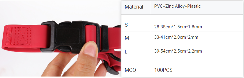 OKEYPETS PVC ovratnica za pse, vodoodporen material, trpežna rdeča ovratnica za pse 4