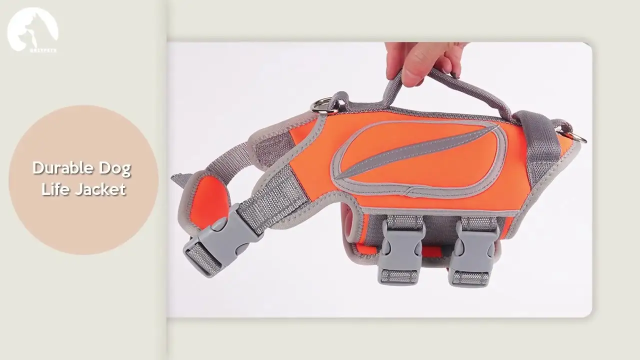 Colete salva-vidas impermeável para cães OKEYPETS, fabricado na China. Ideal para animais de estimação, este colete salva-vidas de neoprene é perfeito para cães e pode ser usado como maiô flutuante. 1