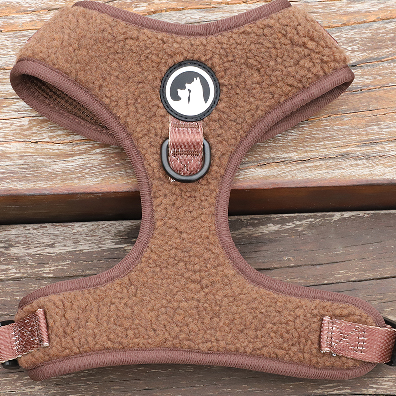 Harnais pour chien personnalisé multicolore en laine polaire douce d'agneau, ensemble de harnais assortis 12