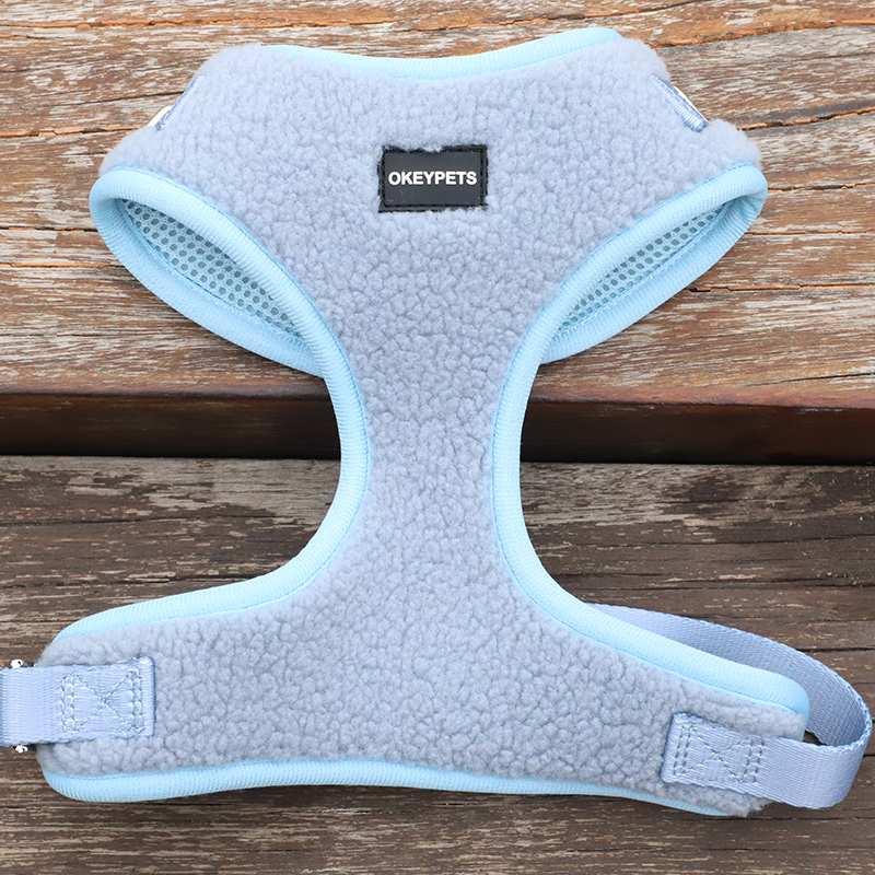 Harnais pour chien personnalisé multicolore en laine polaire douce d'agneau, ensemble de harnais assortis 14