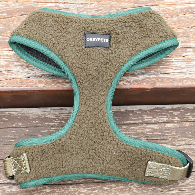 Harnais pour chien personnalisé multicolore en laine polaire douce d'agneau, ensemble de harnais assortis 17