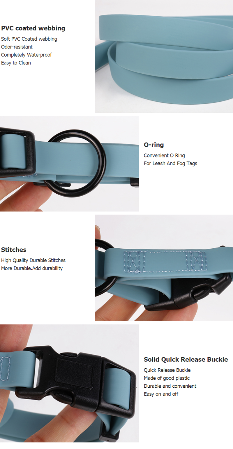 Collier pour chiot ajustable, résistant à l'usure et facile à nettoyer, en PVC bleu - OKEYPETS 7
