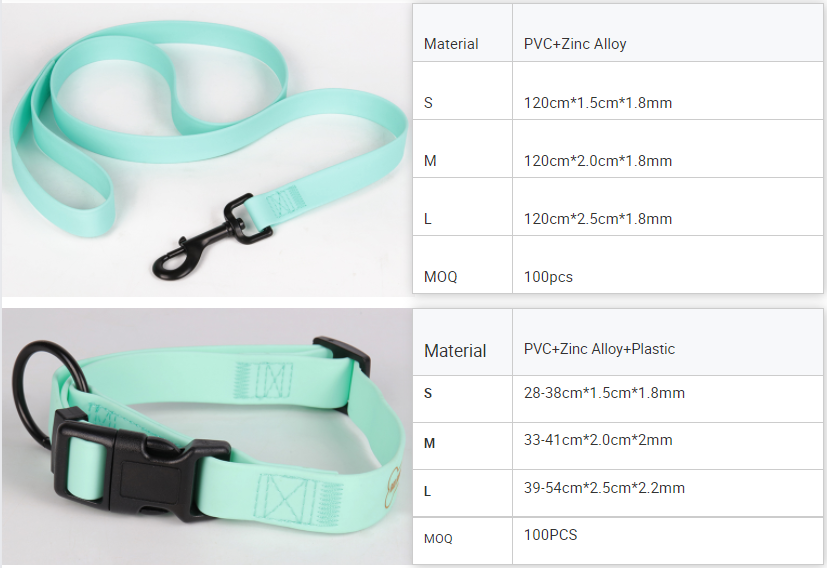 Collier pour chien en PVC vert menthe, couleur personnalisable, vente en gros 4