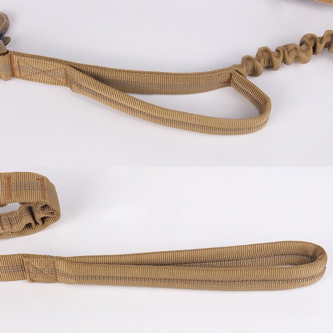 Laisse tactique marron pour chien avec élastique extensible et réglable pour animaux de compagnie 14