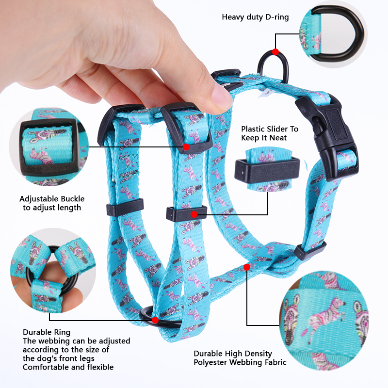 Fabricant chinois de harnais pour chiens à sangle réglable, harnais pour animaux de compagnie à motifs personnalisés à vendre 9