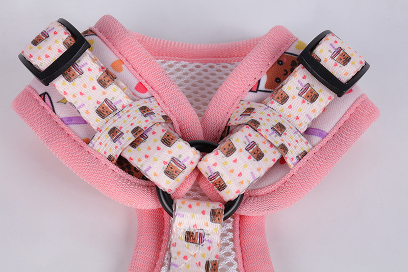 Fabricant de harnais pour chiens à attache avant - Harnais-gilet pour chien en néoprène à motif rose en vente 13