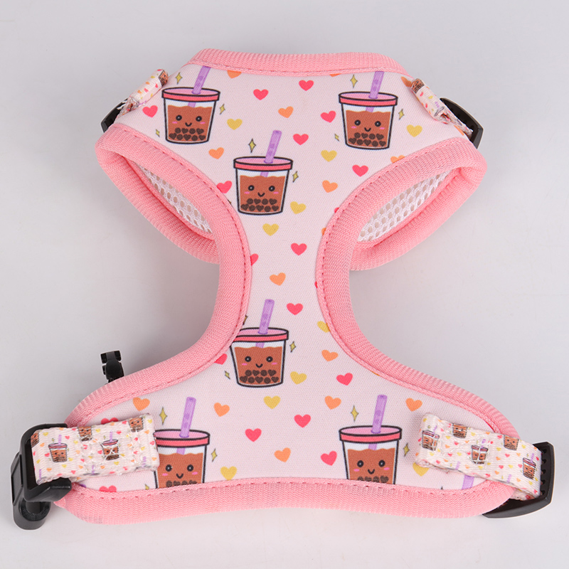 Fabricant de harnais pour chiens à attache avant - Harnais-gilet pour chien en néoprène à motif rose en vente 9