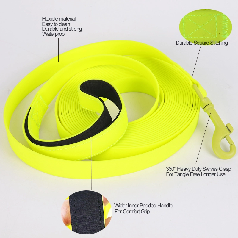 Laisse pour chien Okeypets, résistante, imperméable et écologique, en sangle PVC souple et durable. 8