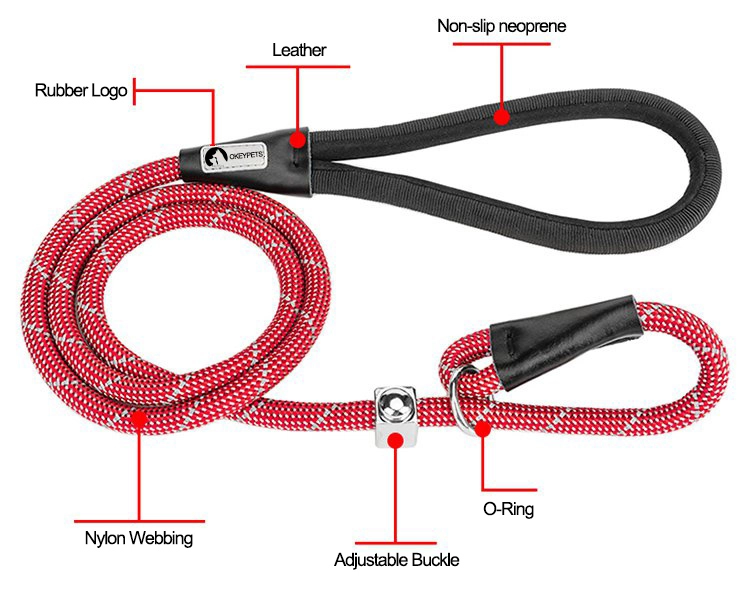 Laisse OKEYPETS robuste et durable pour chien, en corde résistante et réfléchissante, avec poignée souple. 6