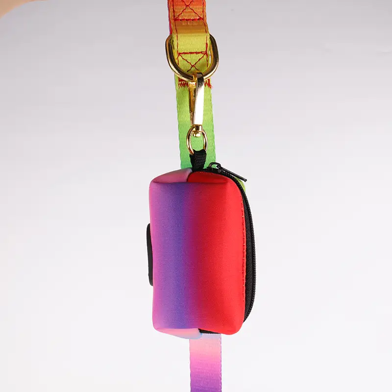 Fluorescerende farvet hundeaffaldsposeholder med lynlås Neopren hundeline afføringsposeholder 1