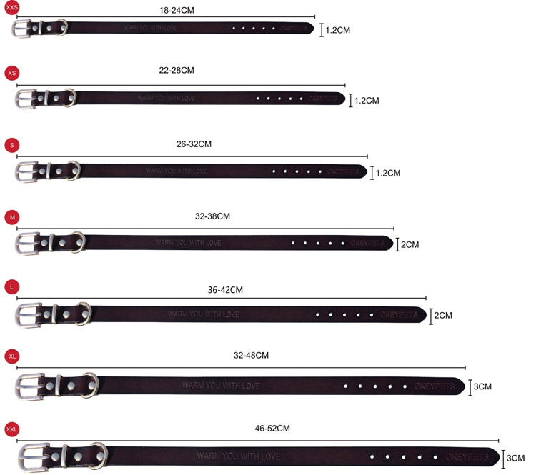 Colliers pour chiens en cuir résistant, colliers en cuir marron pour bouledogues - Fournisseur OKEYPETS 14