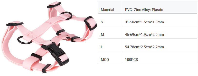 OKEYPETS rozā krāsas PVC ūdensnecaurlaidīgs suņu iejūgs, mazgājams, regulējams, āra mājdzīvnieku iejūgs suņiem 8