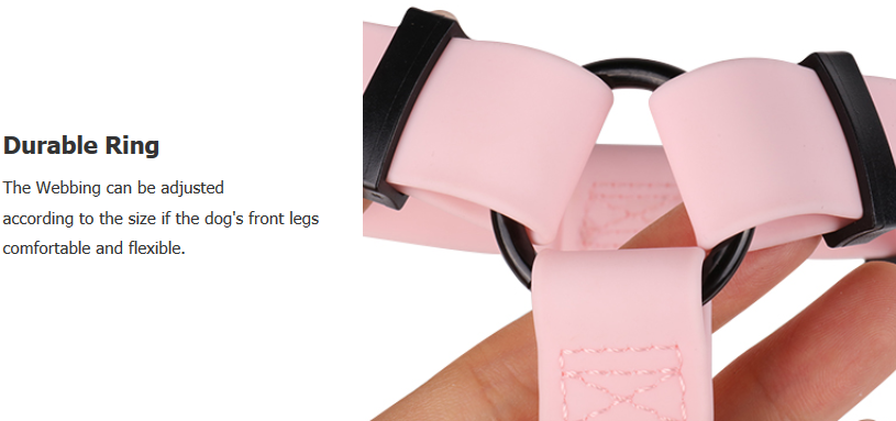 OKEYPETS rozā krāsas PVC ūdensnecaurlaidīgs suņu iejūgs, mazgājams, regulējams, āra mājdzīvnieku iejūgs suņiem 15