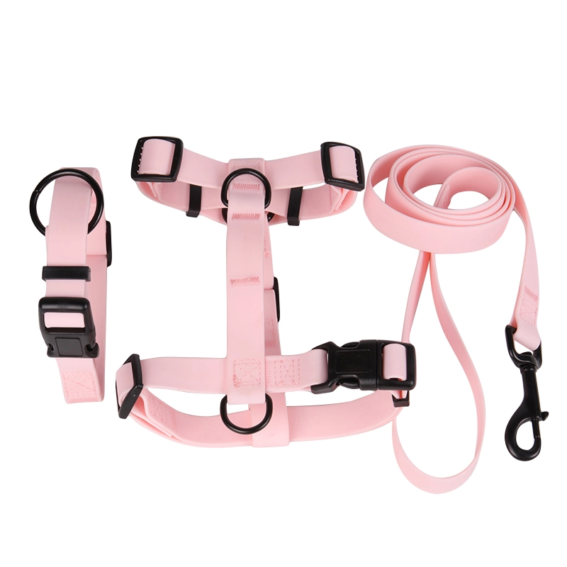 OKEYPETS rozā krāsas PVC ūdensnecaurlaidīgs suņu iejūgs, mazgājams, regulējams, āra mājdzīvnieku iejūgs suņiem 16